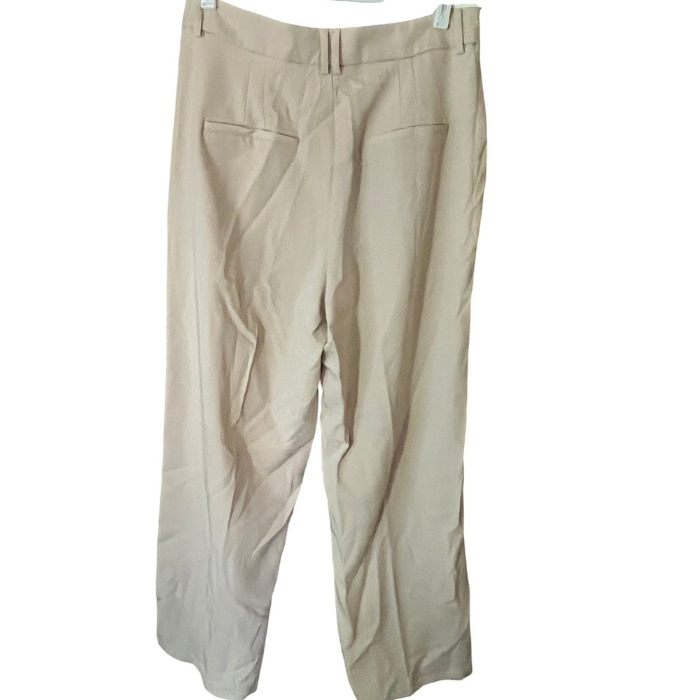 NiMin Clothing Co. Beige Wide Leg Pleated Trousers Pants Size L W32 L30 - Picture 2 of 7